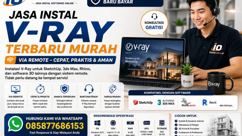 Jasa Instal V-Ray Terbaru Murah via remote Instalonline.id