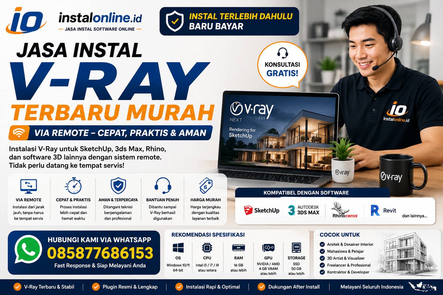 Jasa Instal V-Ray Terbaru Murah