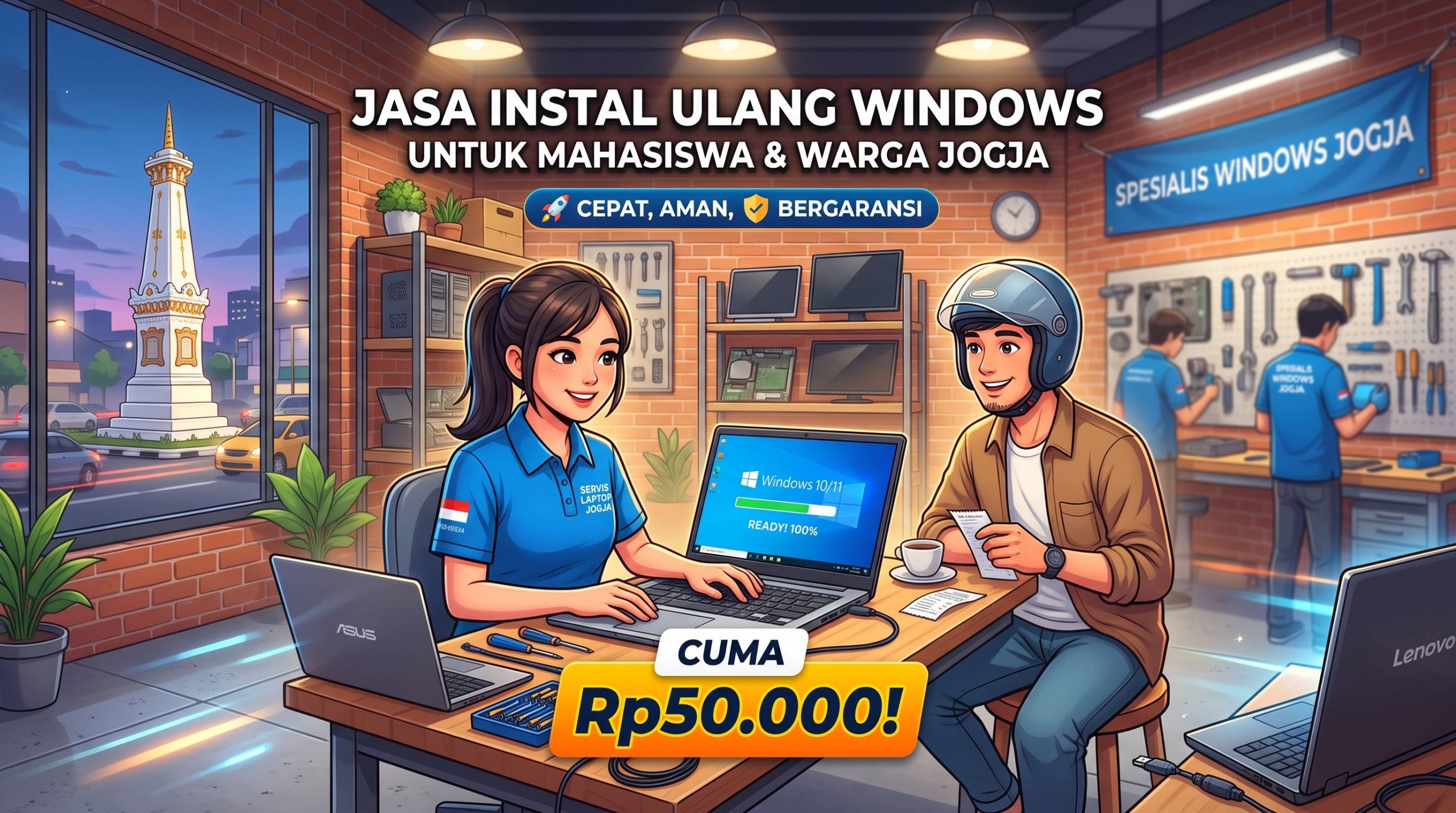 Instal Ulang Windows Laptop Jogja Cuma Rp50.000