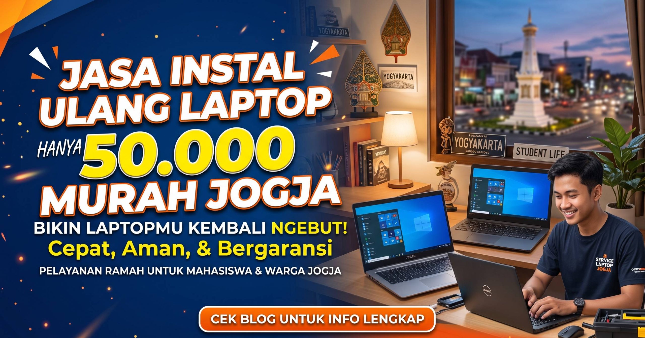 Jasa Instal Ulang Laptop 50.000 Murah Jogja